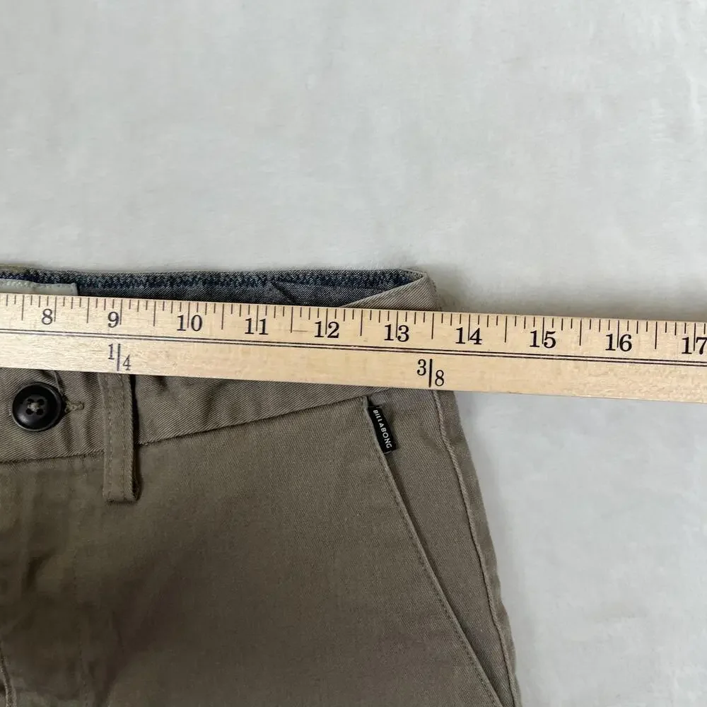 Billabong Shorts Mens 28 Beige Chino Canvas Flat Front 8 Inseam Beach Casual